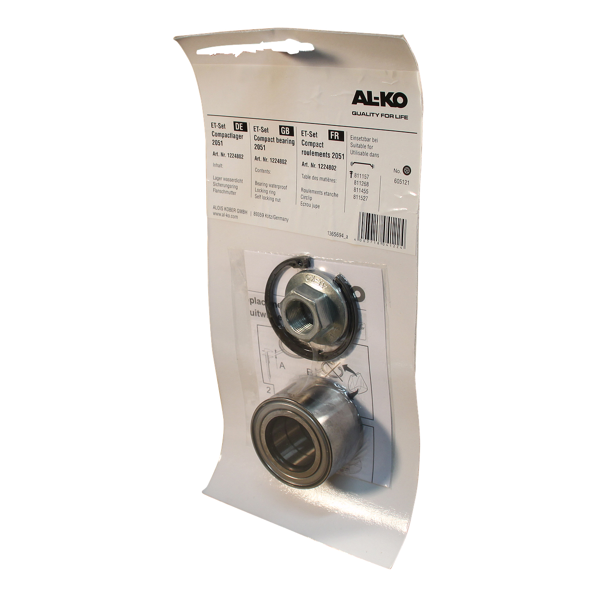 AL-KO Kompaktlagersatz wasserdicht Lager, Sicherungsring, Flanschmutter Ø34 x Ø64 x 34mm AL-KO Bremse 2051 Compact