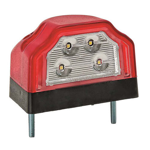 Fristom Kennzeichenleuchte LED 12/24 V 96 x 66 x 64mm Gleitender Stecker 70mm  CE, ECE-R10 / R7 / R4 rot/weiß Fristom Kennzeichenleuchte LED 12/24 V 96 x 66 x 64mm Gleitender Stecker 70mm  CE, ECE-R10 / R7 / R4 rot/weiß