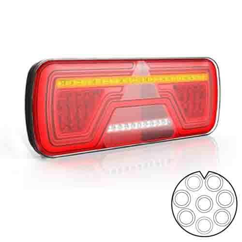 Tralert Rückleuchte LED links 8 PINs Bajonett Bremslicht dynamisches blinklicht  Nbelscheinwerfer Rückfahrleuchte Neon-Rücklicht Länge Dreieick IP67 12/24 V Lavaflow