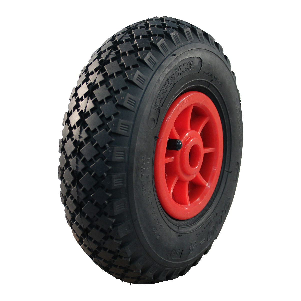 KINGS TIRE Komplettrad 3.00-4 V-6605 2PR + 2.10x4 Rollenlager Ø20 NL75 kunststoff, Rot KINGS TIRE Komplettrad 3.00-4 V-6605 2PR + 2.10x4 Rollenlager Ø20 NL75 kunststoff, Rot