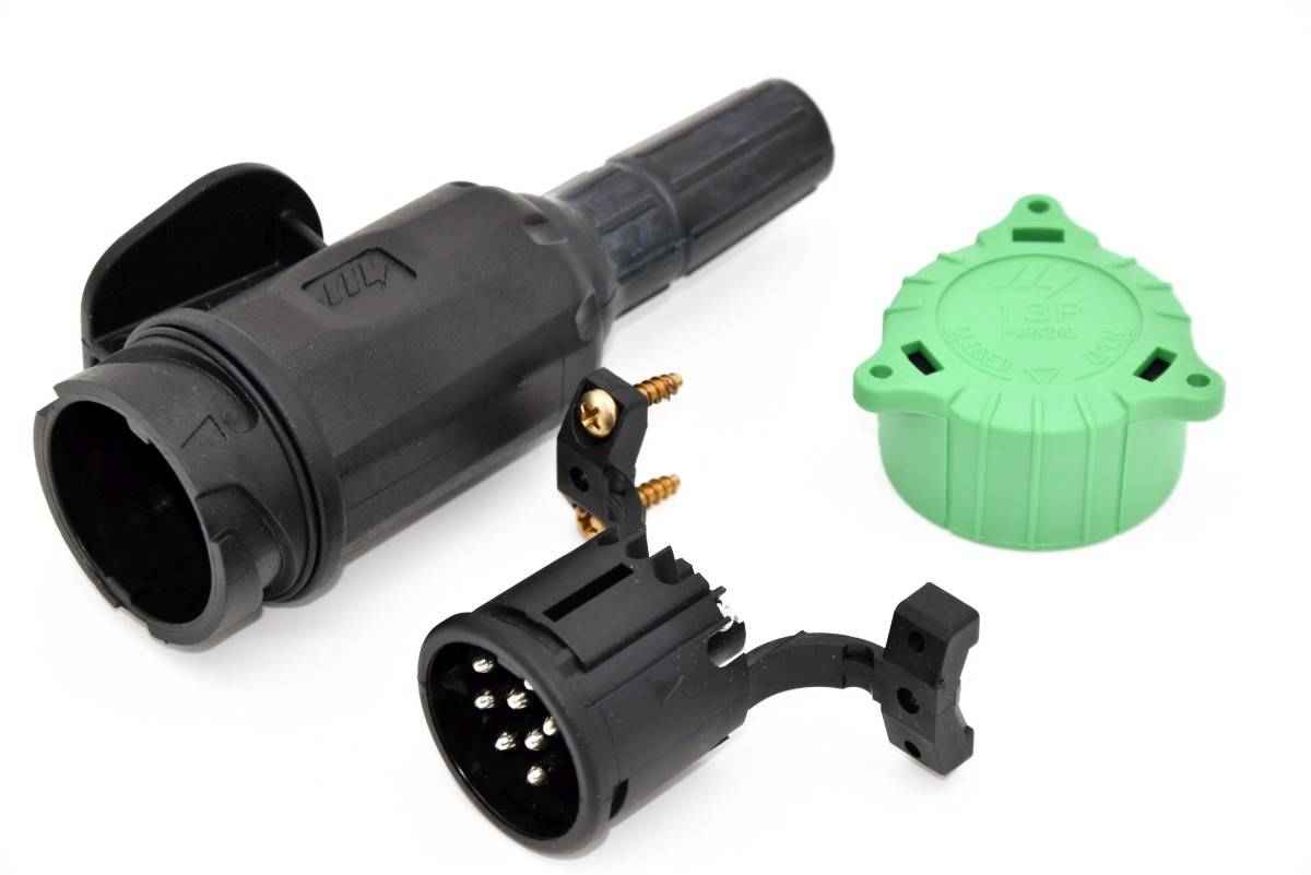 Anhängerstecker 13 pol. mit 8 Pins Einzeltülle für 1 Kabel, inkl. Parkdose Anhängerstecker 13 pol. mit 8 Pins Einzeltülle für 1 Kabel, inkl. Parkdose
