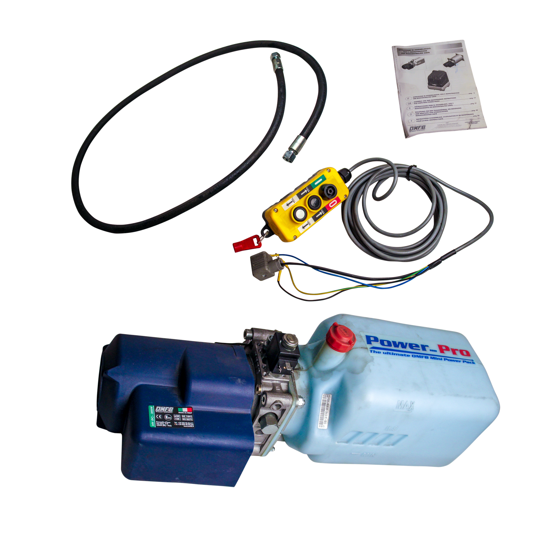 OMFB Hydraulikpumpe elektrisch DC24V-3KW Kunststofftank inkl. Fernbedienung mit Kabel
