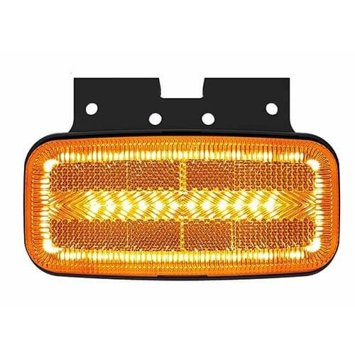 Fristom Seitenmarkierungsleuchte mit Blinklichtfunktion Kabel 500mm 123x80x38mm 53 / 30mm  12/24v orange orange CE, ECE-R10 / R7 / R6-CAT5 / R3