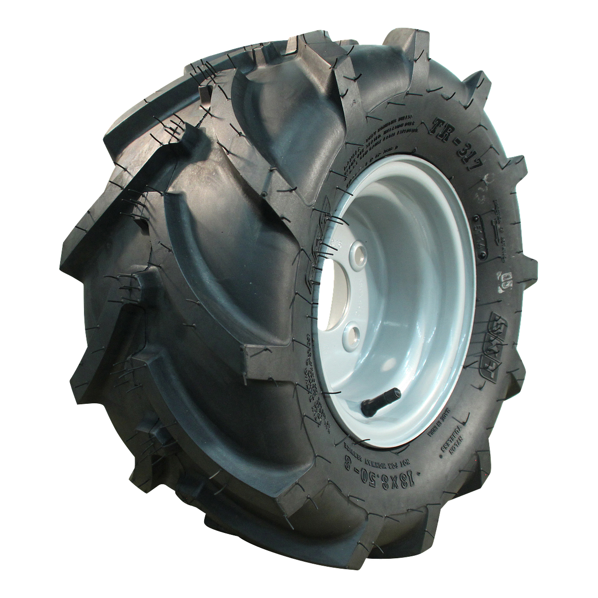 BKT Komplettrad 18x8.5-8 TR-317 4PR + 5.50x8H2 ET0 60/100/4 Stahl grau links