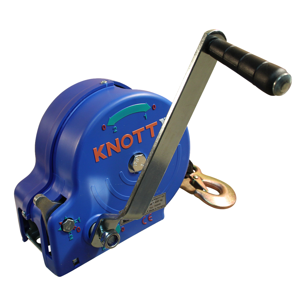 Knott Seilwinde 450kg, ungebremst, Gurt 7 Meter mit Haken